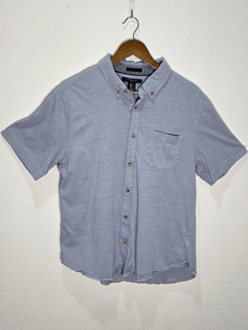 Mark Law Luxury Men's Light Blue Short Sleeve Button Down Shirt Size Large